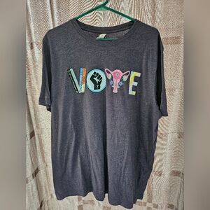 Vote T-Shirt, Banned Books T-Shirt, Reproductive Rights Tee, Grey, 2XL, NWOT